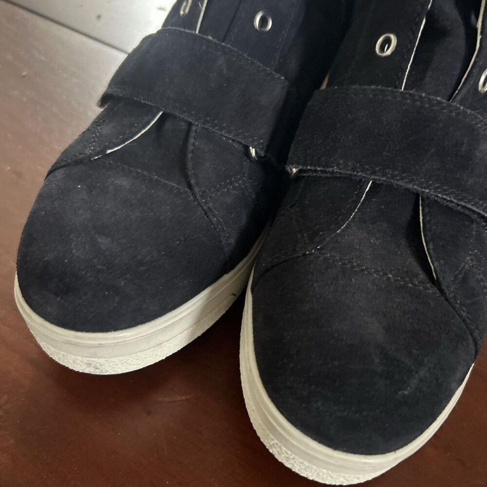 Prada Womens Black Suede 1” Heel Zip Up Wedge High Top Sneaker Boots 40 EU 10 US - Picture 12 of 14